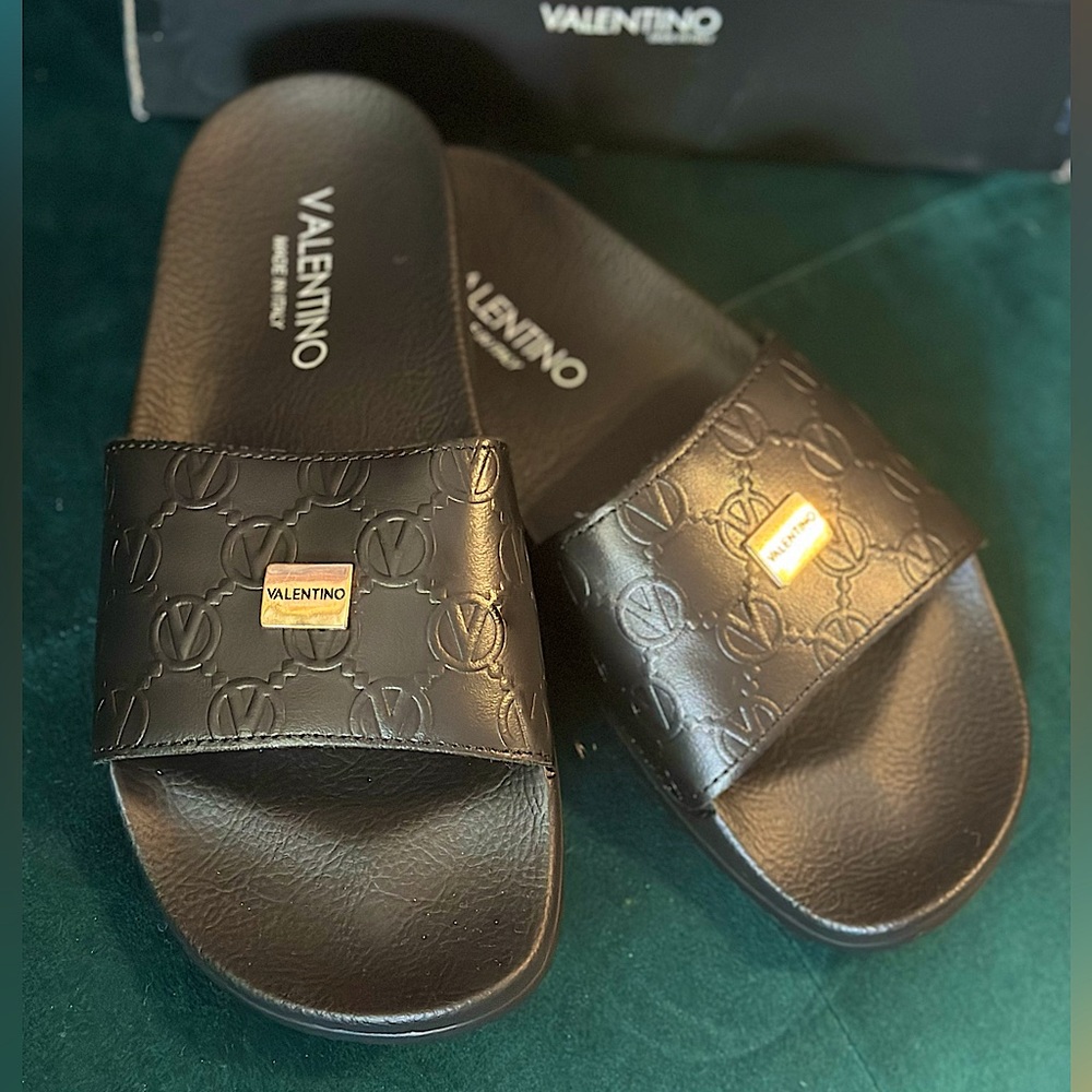Black Valentino Pool Slippers